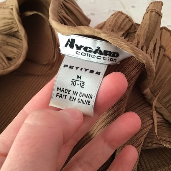 Brown silk ruffle trim double zipper top - Picture 5 of 7